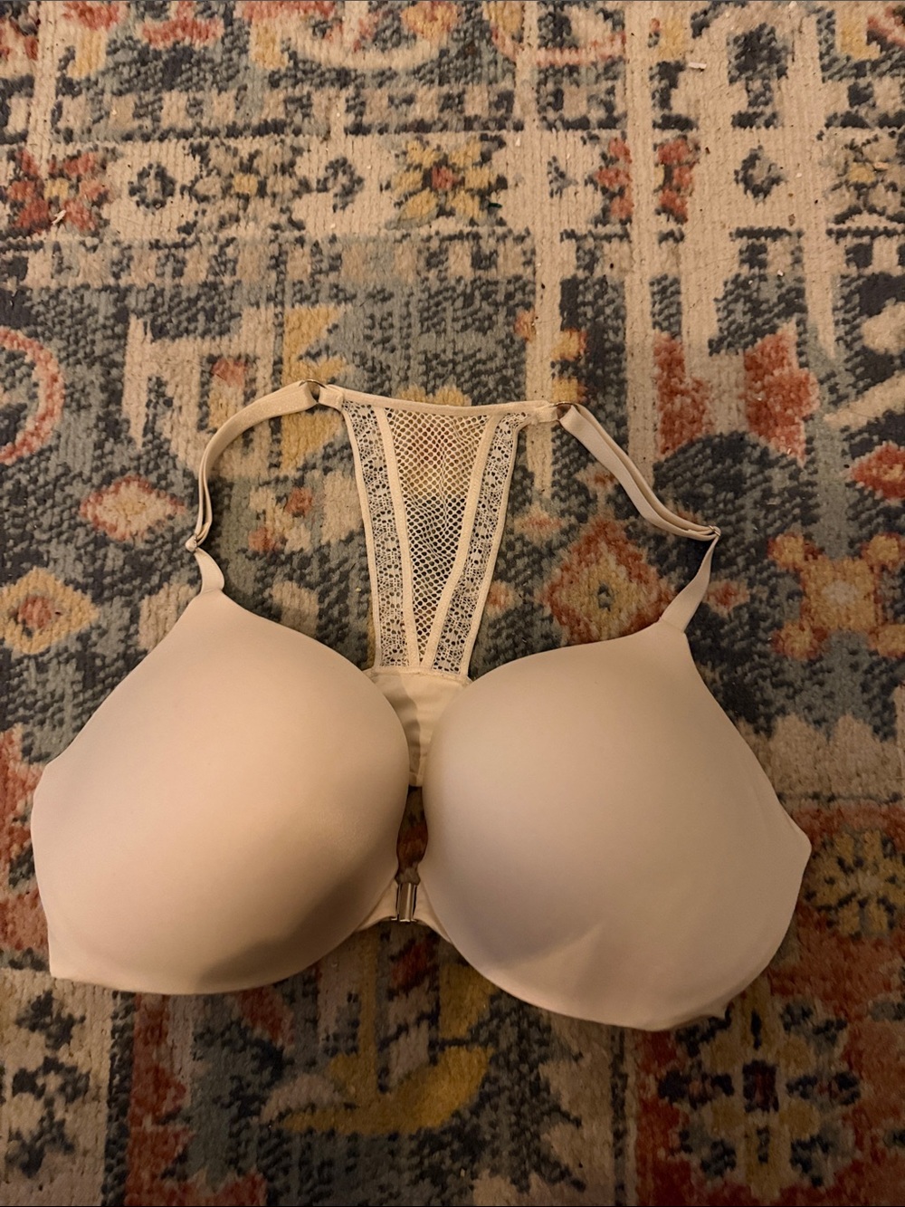 Victoria's Secret Nude T-Back Padded Bra with Mesh Detail